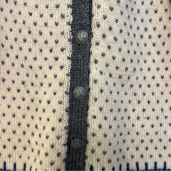 Vintage Norwegian Hand Knit Fair Isle Cardigan Cream Blue Medium Cozy Cottage - Picture 6 of 7